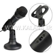 میکروفون Fashion Microphone MC-302 / رومیزی / پایه جدا شونده / پاور دار / پک طلقی